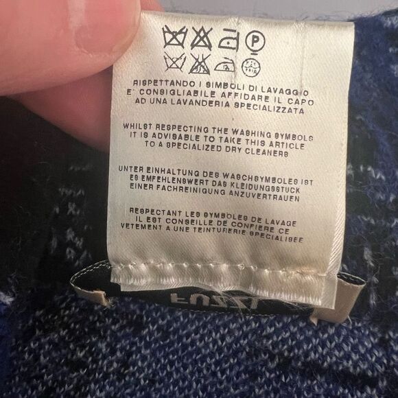 Fuzzi Blue Plaid Knitted Unlined Sweater Shacket Coat Size S - Picture 9 of 11